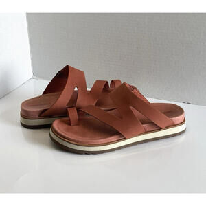 Merrell Juno Wrap Womens Size 8 Redwood Leather Slip On Comfort Platform Sandals